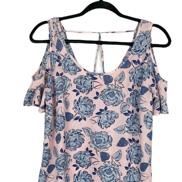 Kut from the Kloth Adriana Cold Shoulder Blouse Pink Floral Print Size Small - Picture 4 of 9